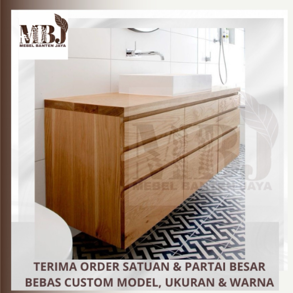 kabinet wastafel gantung drawer wastafel lemari wastafel kayu  meja wastafel