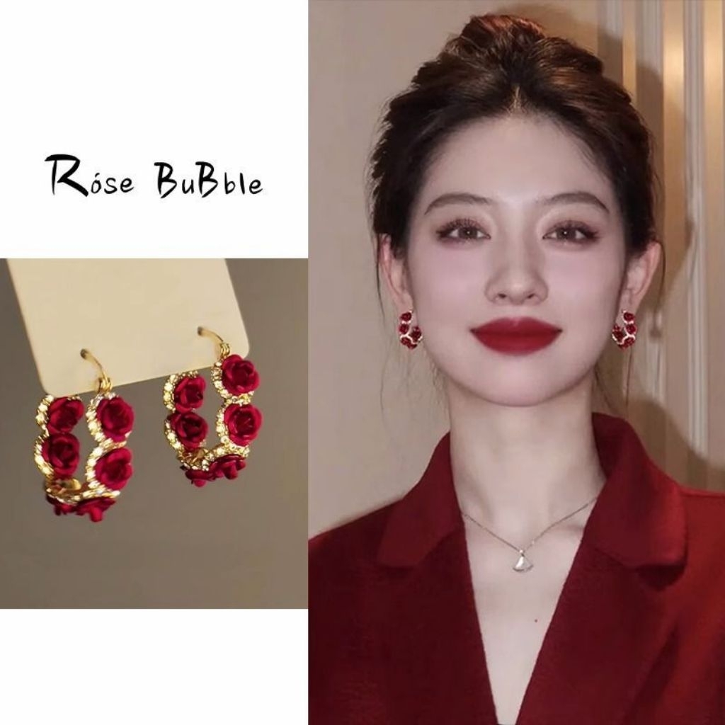 Anting Merah /Anting Pesta/Anting wanita elegan/ Anting wanita korea style