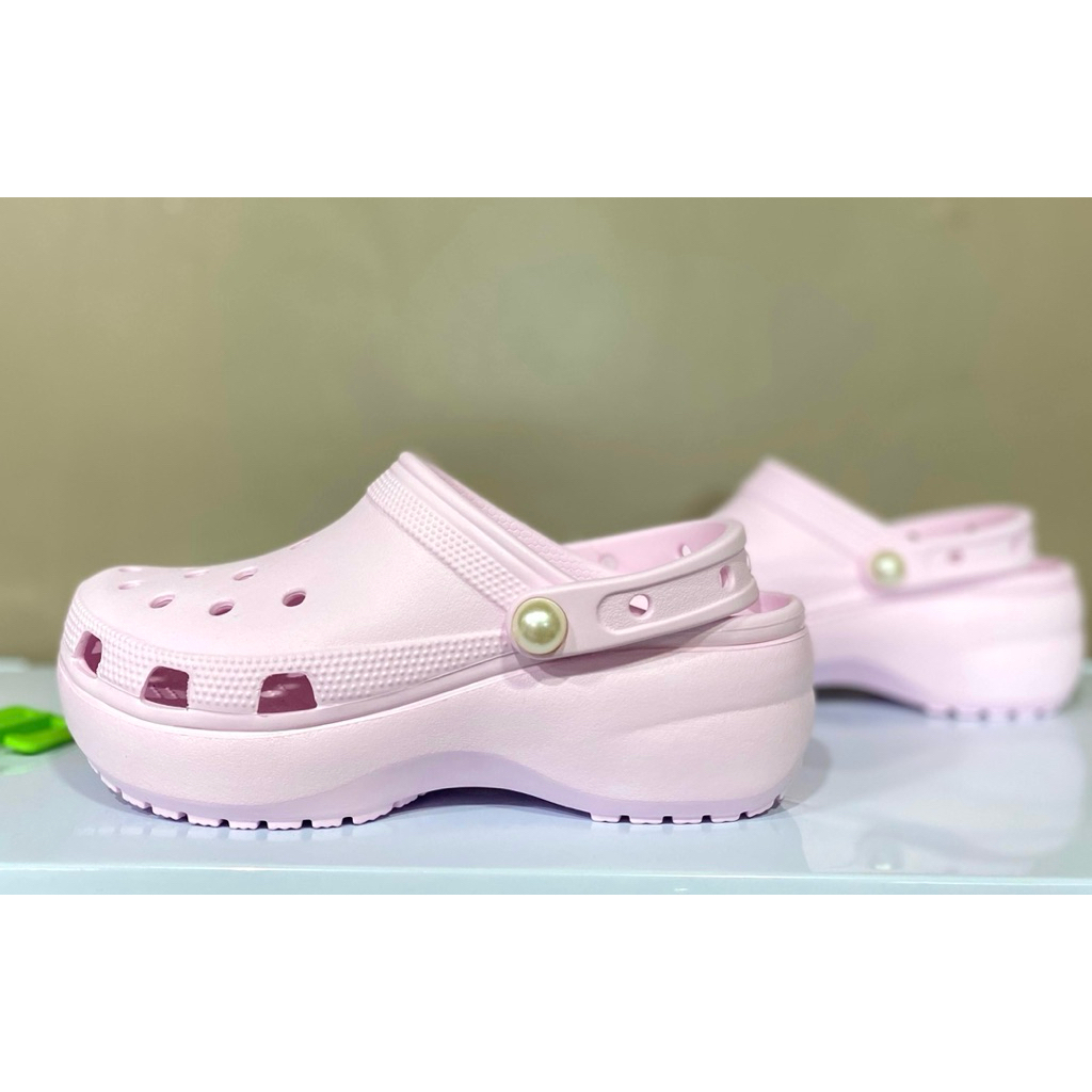 CROCS CLASSIC PLATFORM PEARL ORI(free jibbitz+tas)