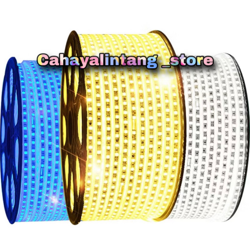 Lampu led strip rol jepit warna warm white 10meter & 100meter waterproof bonus socket