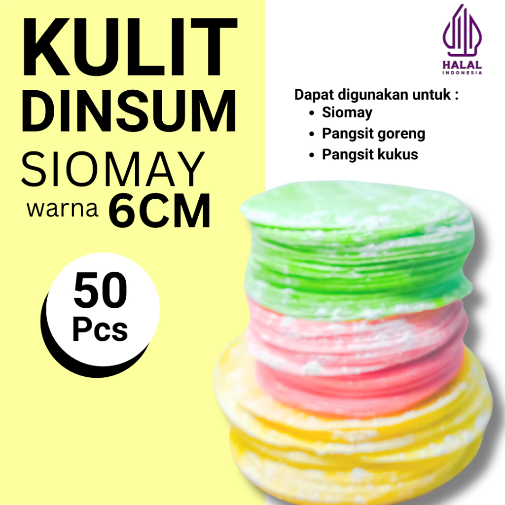 

Kulit dimsum warna ukuran 6 cm | merah | hijau | kuning | halal murah dari produsen langsung