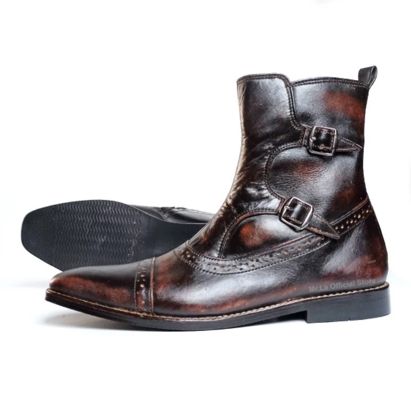 Sepatu Boots Formal Pria Kulit Sepatu Cowok Premium Hitam Coklat Size 38-45 - TokoShoesBandung