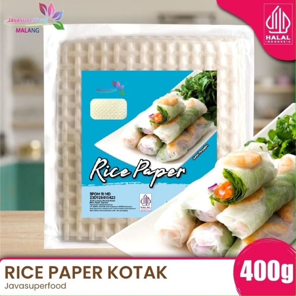 

Java rice papper 400gr / 40 lembar kotak / bulat /kulit lumpia banhtrang / Ricepapper vietnam