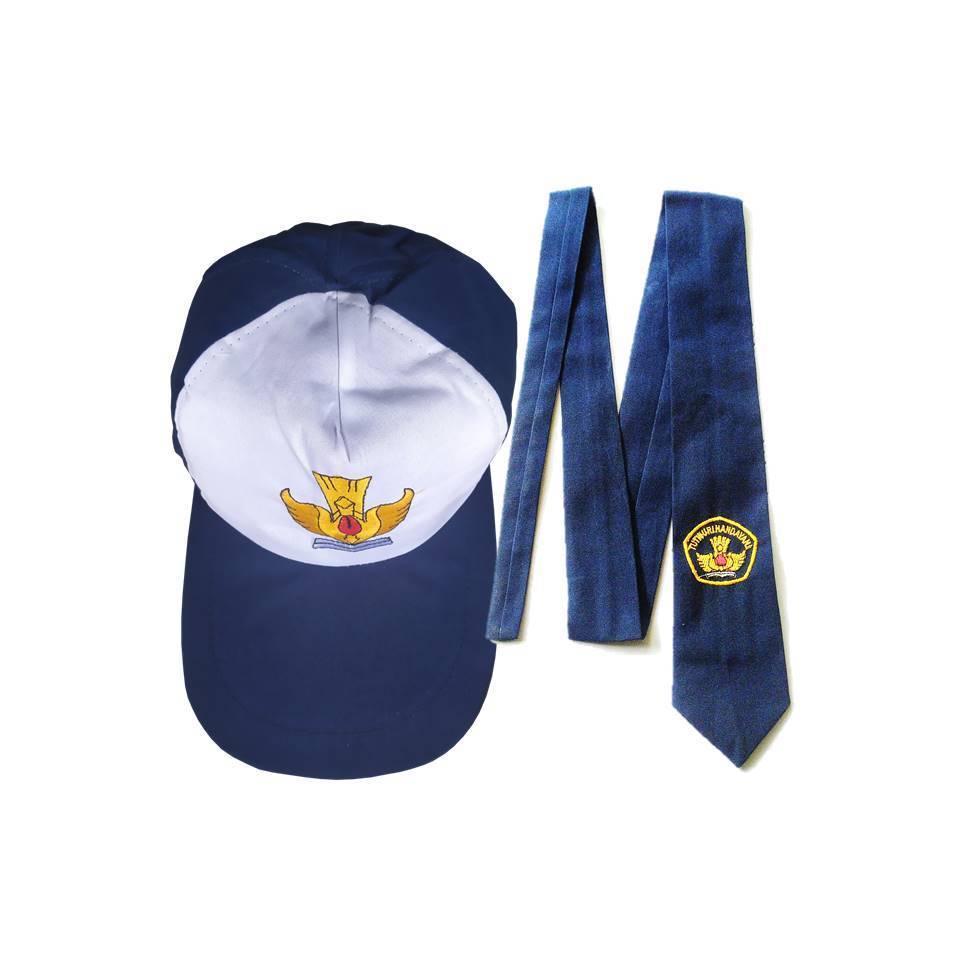 Atribut Sekolah SMP topi sekolah biru bordir dan dasi//topi smp biru putih dan dasi smp perempuan//t