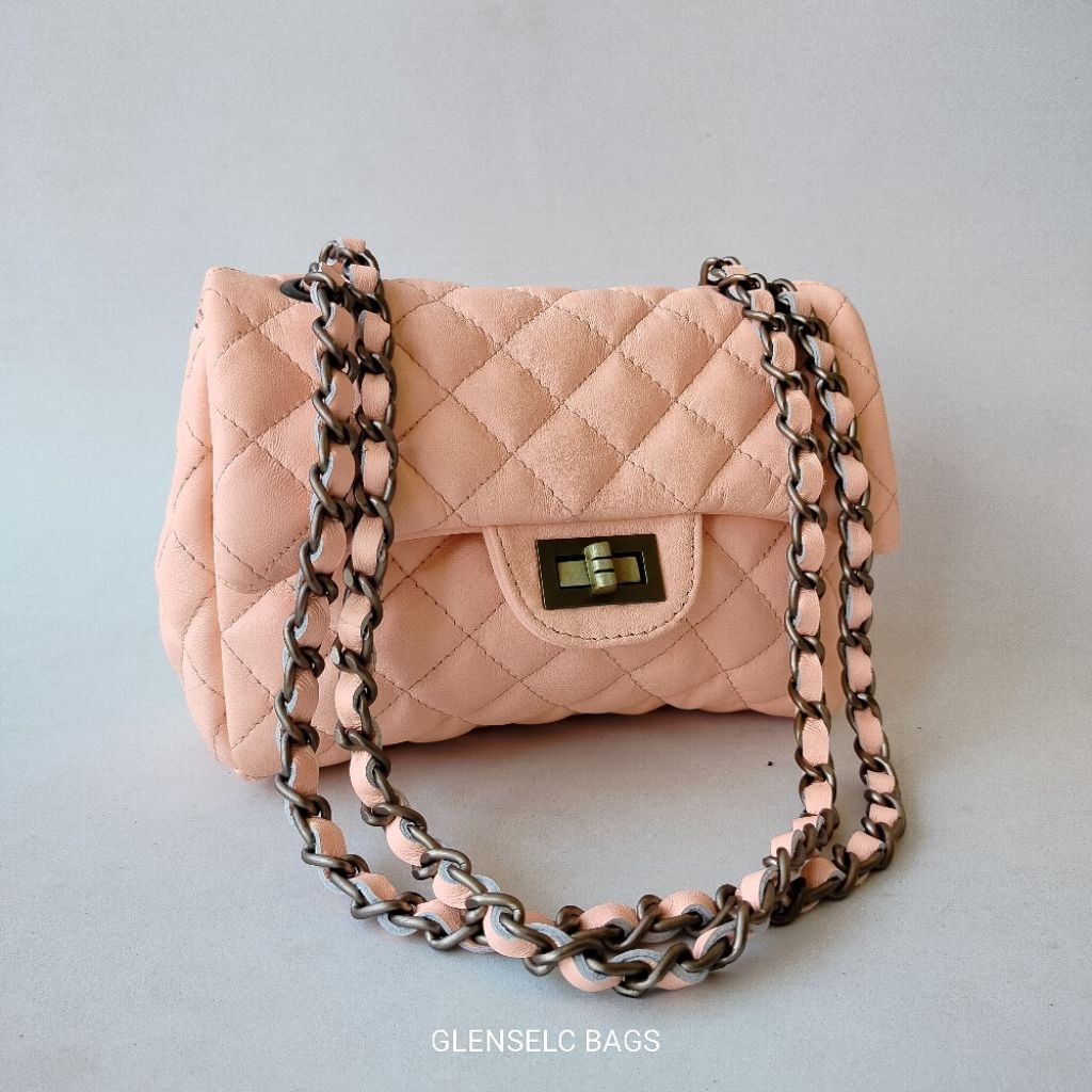 QUILTED PARTY BAG , LEATHER BAG, GLENSELC BAG