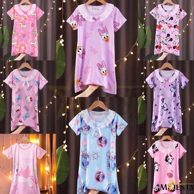 KODE C86K HAY KIDSLAND READY DRESS RENDA dress anak daster anak baju tidur anak perempuan piyama ana