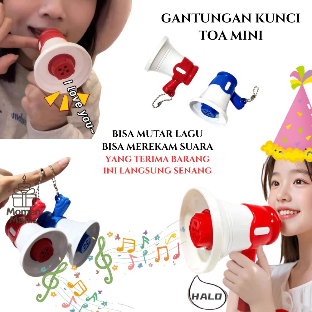 KADO UNIK HADIAH Gantungan Kunci Speaker Mini TOA Portabel Lucu Rekam Suara & Putar Musik Praktis
