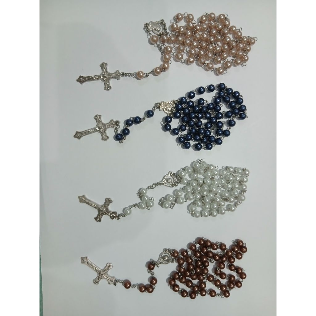 KALUNG ROSARIO MUTIARA SINTETIS 6M - TALI KAWAT