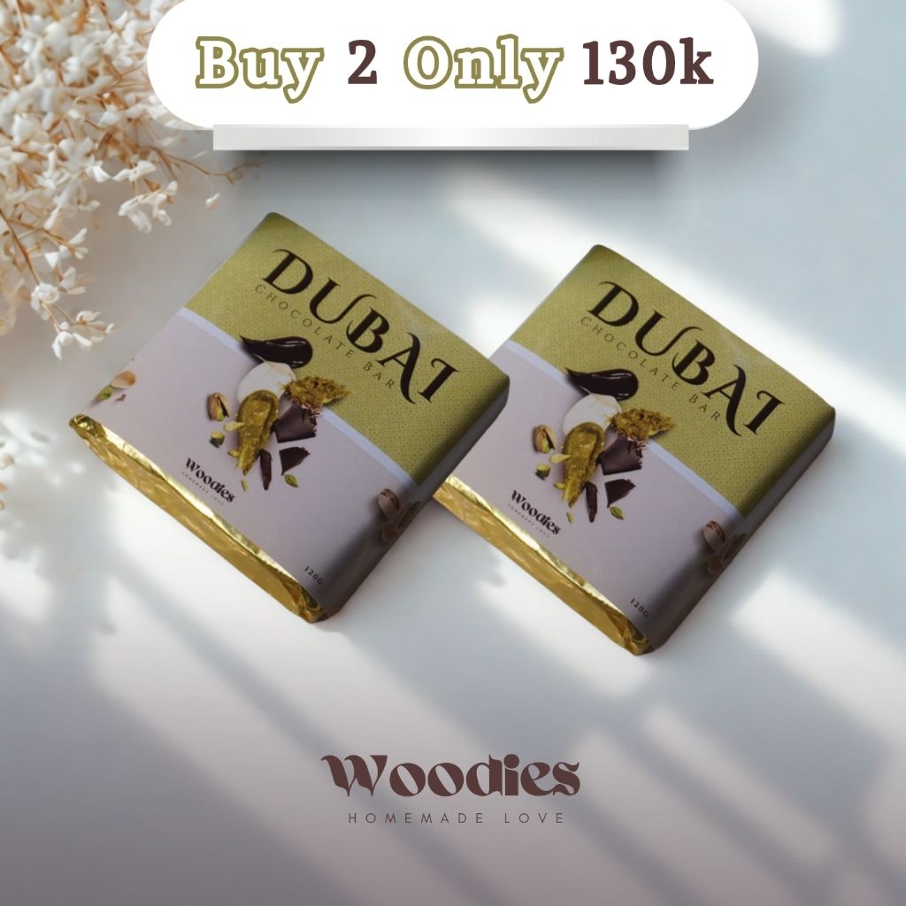 

Buy 2 Woodies | Dubai Chocolate Kunafah Pistachio Bar 120g