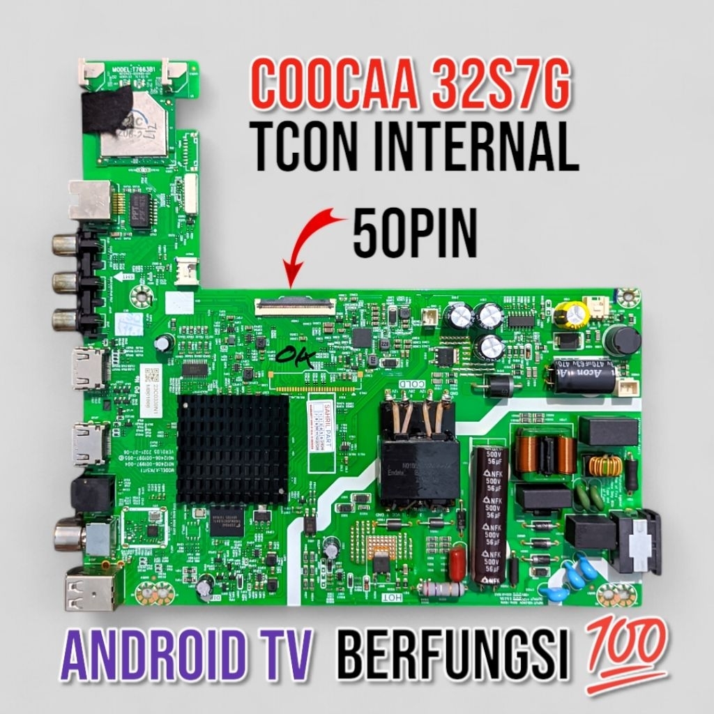 MB COOCAA 32S7G - MAINBOARD COOCAA 32S7G - MESIN TV COOCAA 32S7G - COOCAA 32S7G TCON INTERNAL 50 PIN
