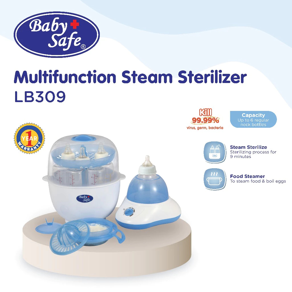 Baby Safe LB309 - Alat Steril Botol Susu Lengkap | Alat Steril & Pengering Botol Susu, Penghangat Ma