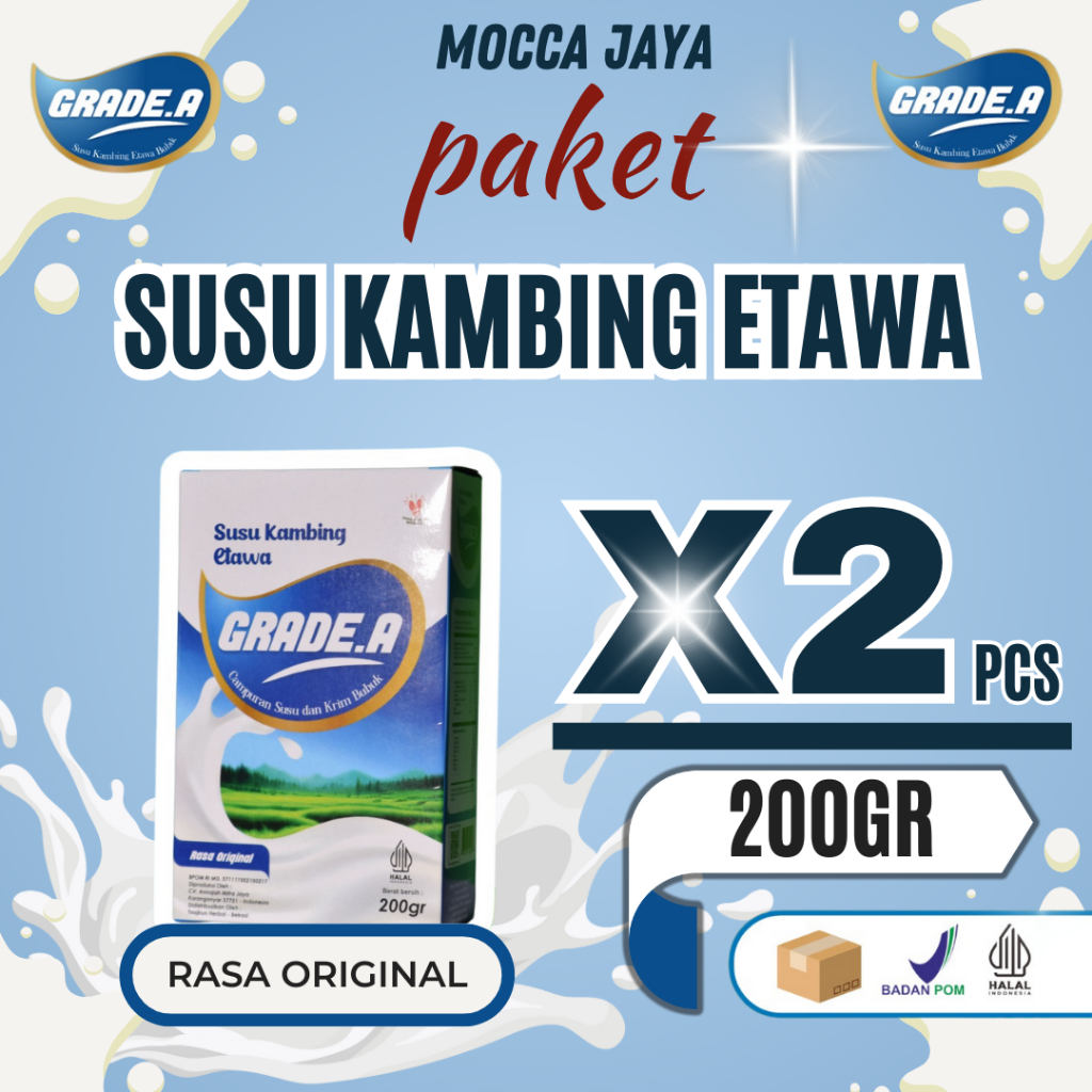 

Paket 2 Box Grade-A Susu Kambing Etawa Bubuk 200Gr All Varian Rasa
