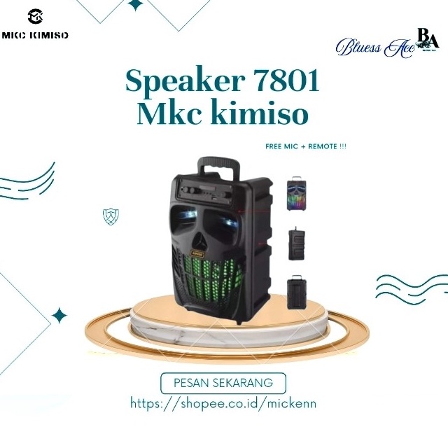 KODE B18V Speaker Bluetooth Speaker Portable 88Inchi MKC KIMISO781 Bonus Microphone Salon Aktif Supe