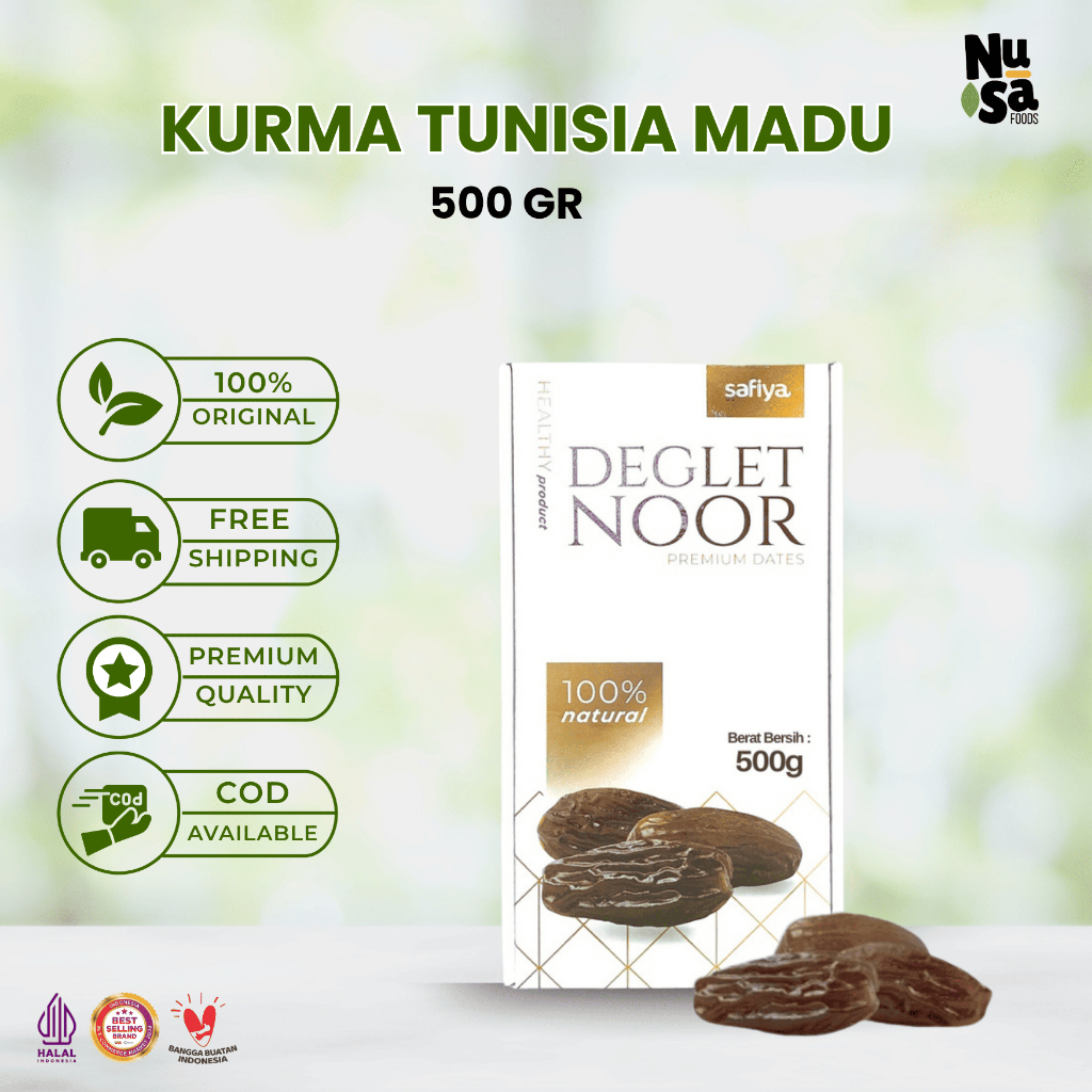 

Kurma Tunisia Madu Safiya 500 Gram Deglet Noor Fresh Original