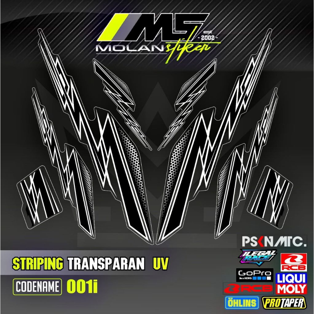 Decal Sticker Striping Variasi Transparan Uv Fino Carbu Fino 110 Karbu 2012-2013 Yamaha Fino 115 Kar