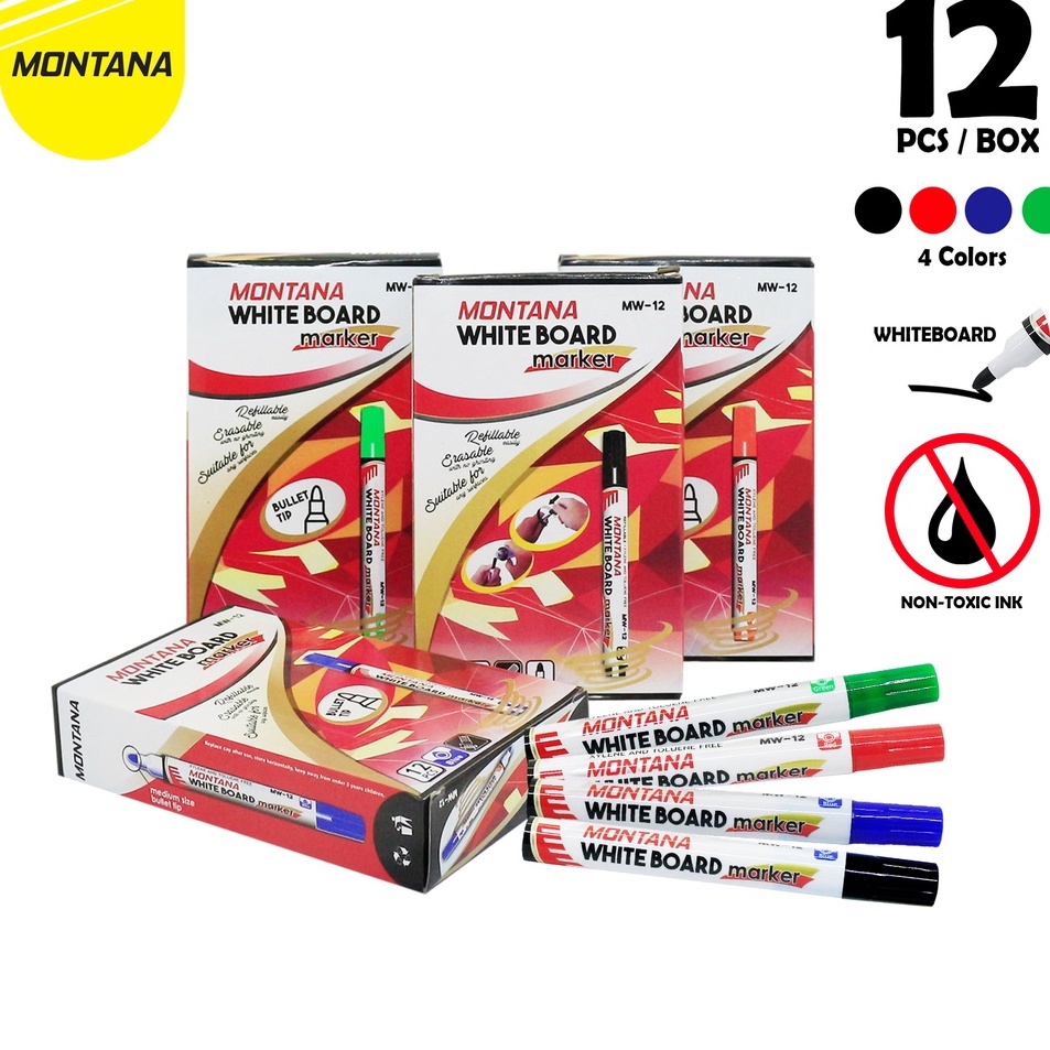 

Bisa Cod MONTANA Spidol Papan Tulis 12 Pcs Whiteboard Marker Round Tip MW12Lusin