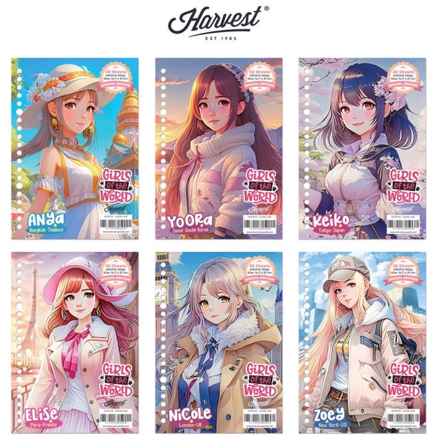 

Loose Leaf Kertas Binder Harvest A5 Girls of The World Paket isi 6