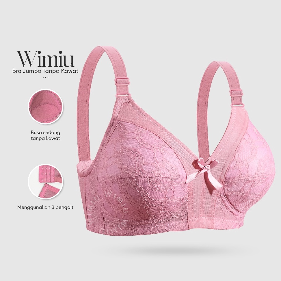 KODE C47F Wimiu BH Bra Wanita Cup C D Jumbo Tanpa Busa Tanpa Kawat Bra Beha 1171