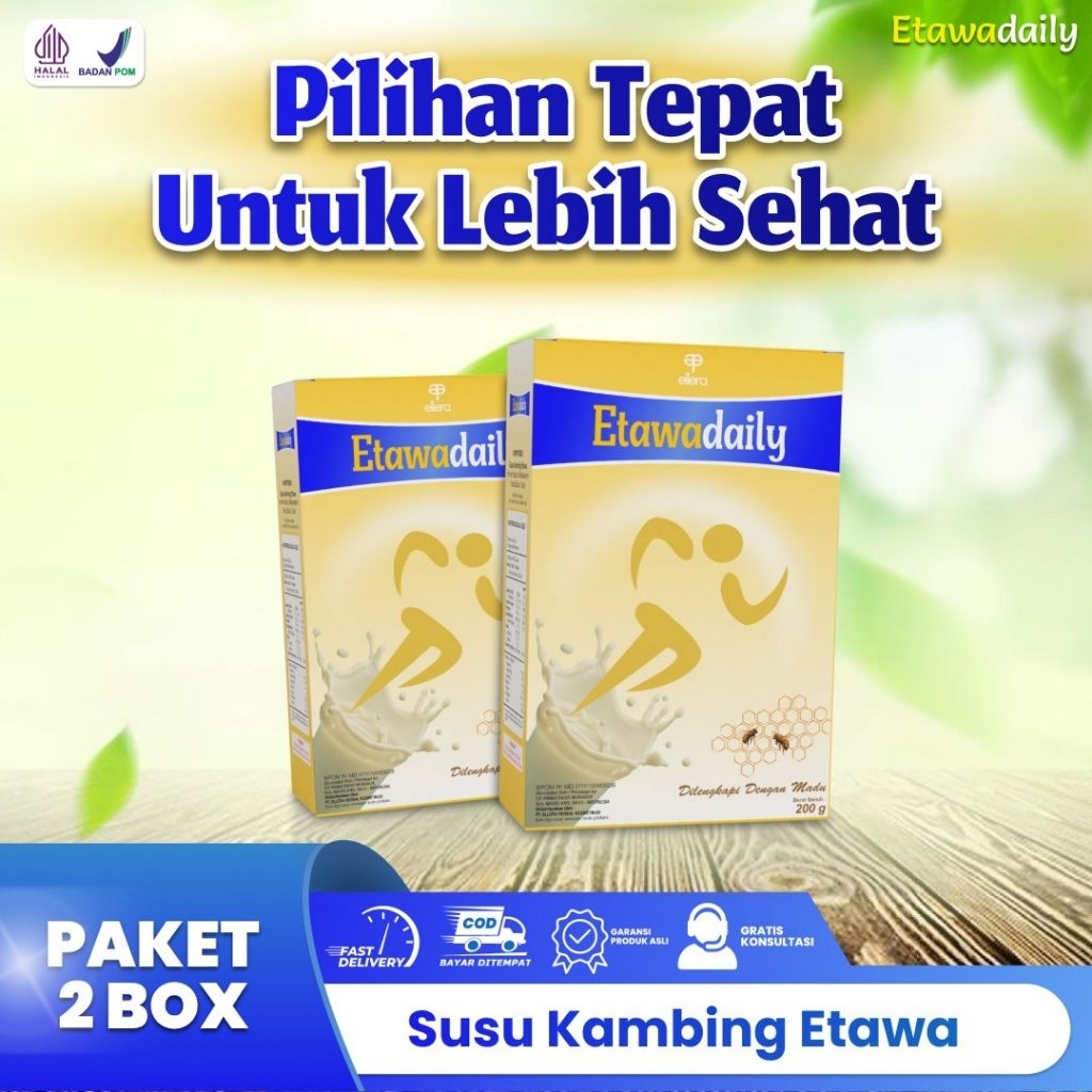 

Paket 2 Box Susu Kambing Etawa Daily 200gr – Redakan Pegal, Nyeri Sendi, Asam Urat & Tingkatkan Kesehatan Tulang