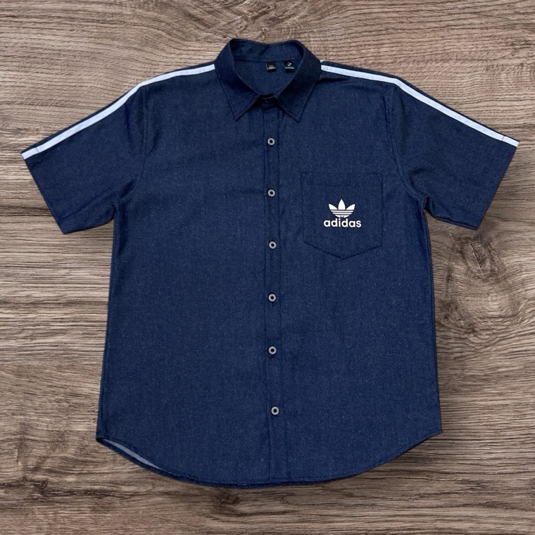 KODE O25I Adidas Kemeja Denim Lengan Pendek SABLON 3G
