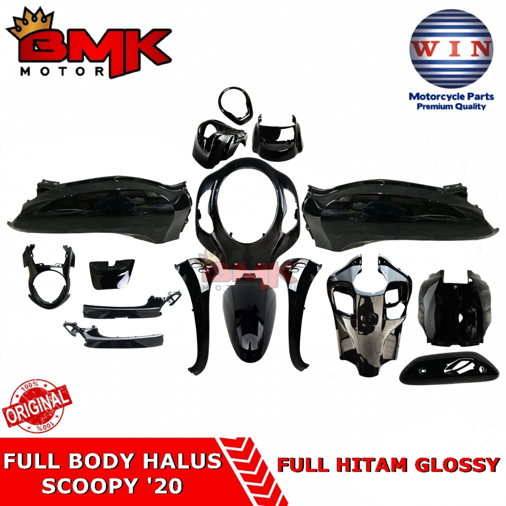 Win Full Set Body Bodi Set Scoopy FI Stylist Non Keyless Hitam 2020 2021 2022 2023
