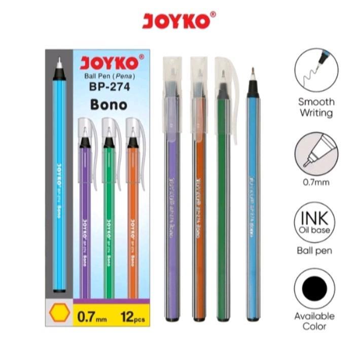 

Pulpen Joyko BP-274 BONO ukuran 0.7 mm 1 pack isi 12 pcs