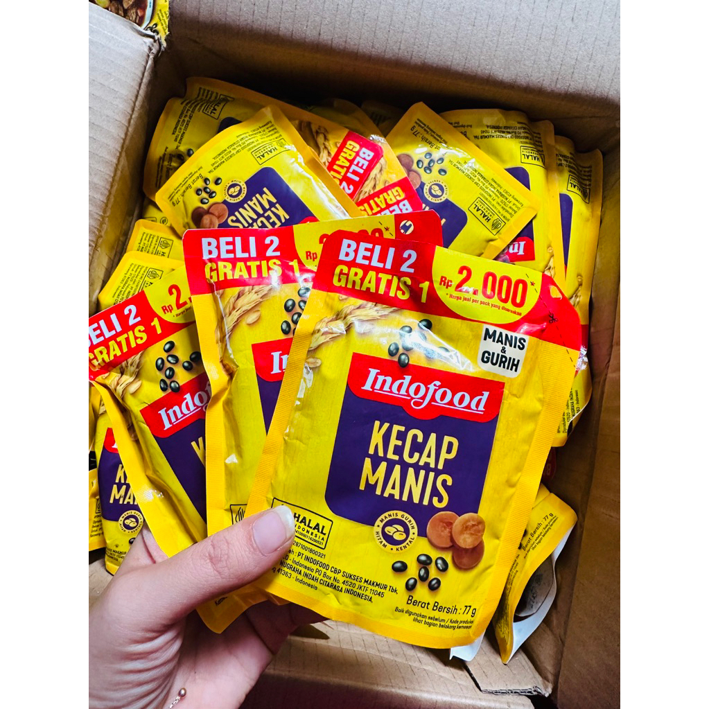 

Kecap Indofood refill 77g beli 2 gratis 1 ( Ini sudah dapet 3 )