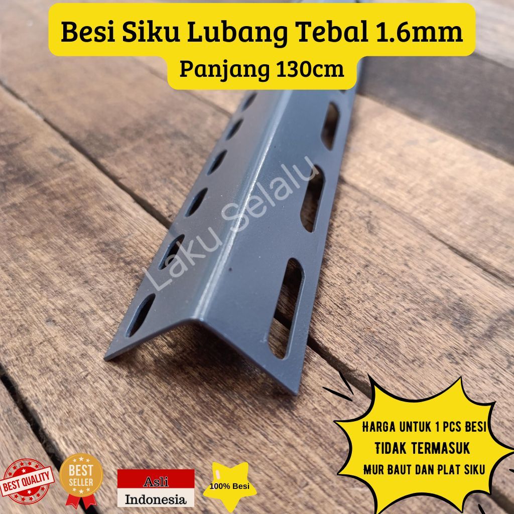 Besi Siku Lubang 1.6mm Panjang 130cm | Besi Siku Rak Tebal 130 cm | Siku Bolong Ukuran 1.3 Meter