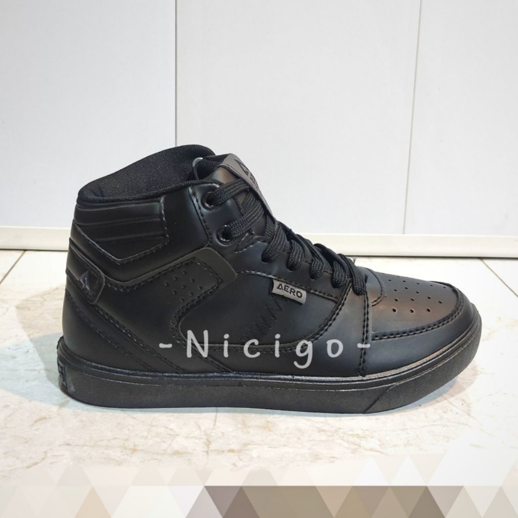 Sepatu Sneakers Casual Pria Wanita Aerostreet Hoops High Hitam Putih / Hoops High Hitam Hitam / Hoop