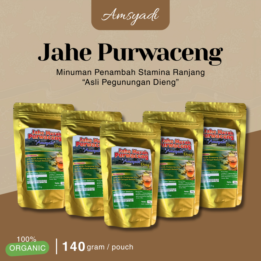 

Amsyadi paket 5 pouch | Jahe Merah Purwaceng | Penambah Stamina Ranjang