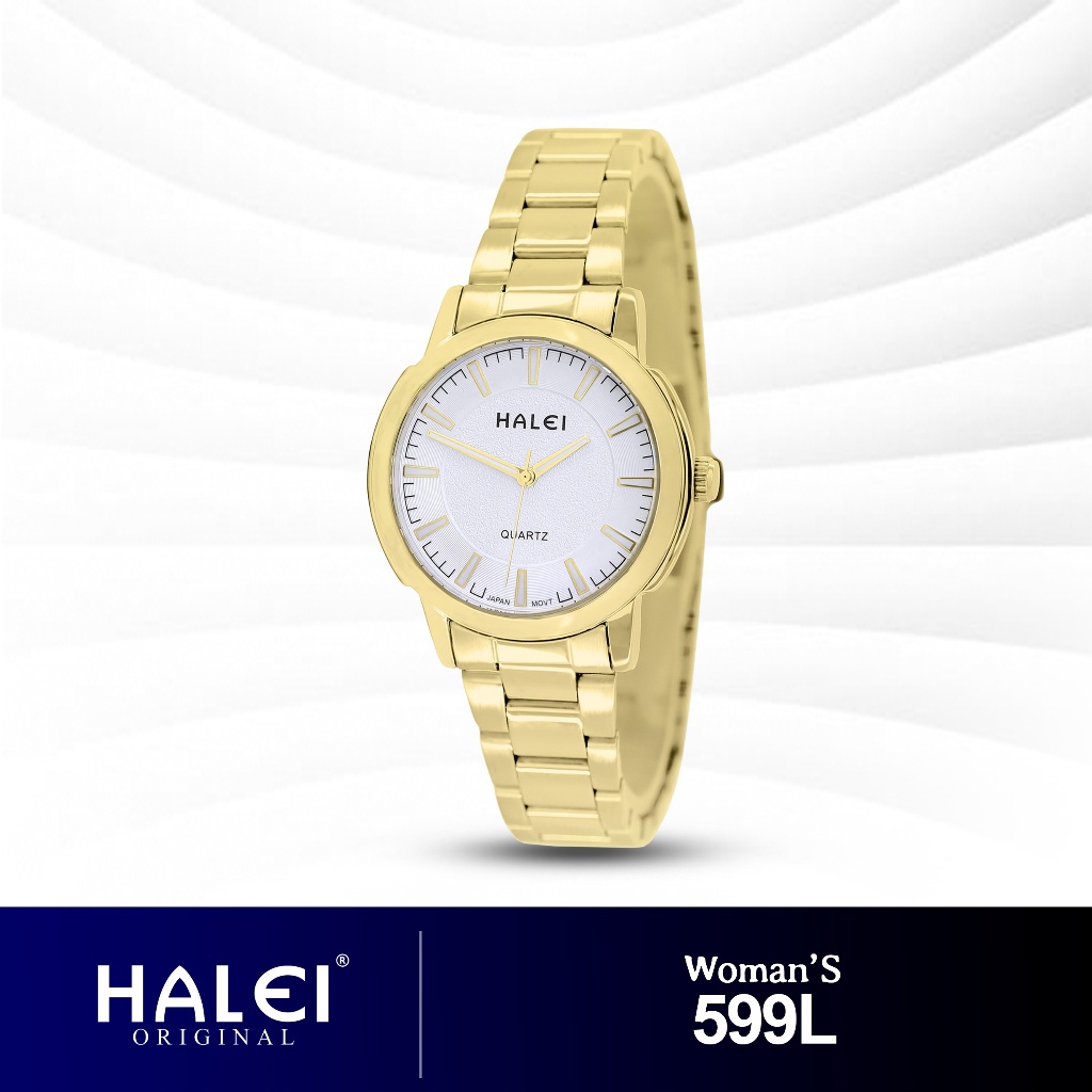 HALEI IND 599 L - Bergaransi Jam Tangan Wanita Halei Original Analog Fashion Elegan Rantai Stainless