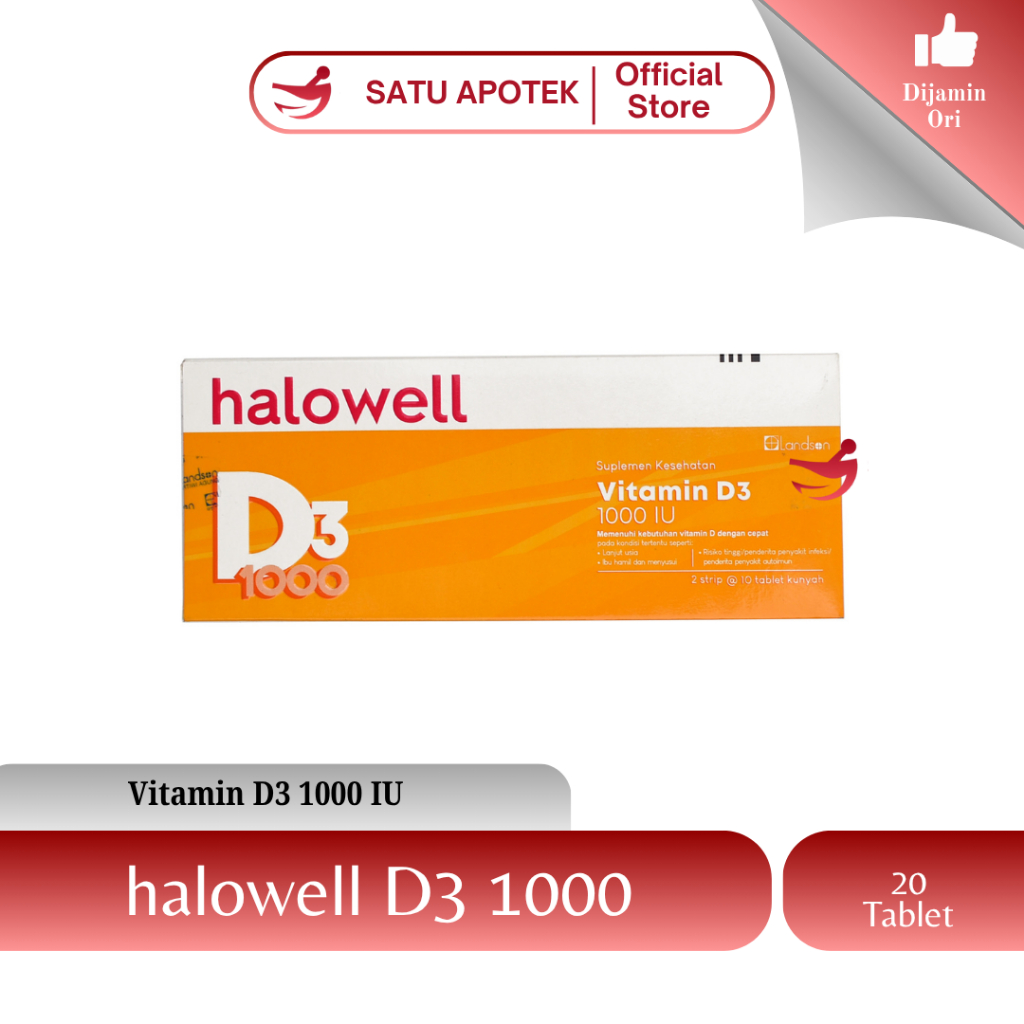 Halowell D3 1000 IU | Tablet Kunyah Vitamin D