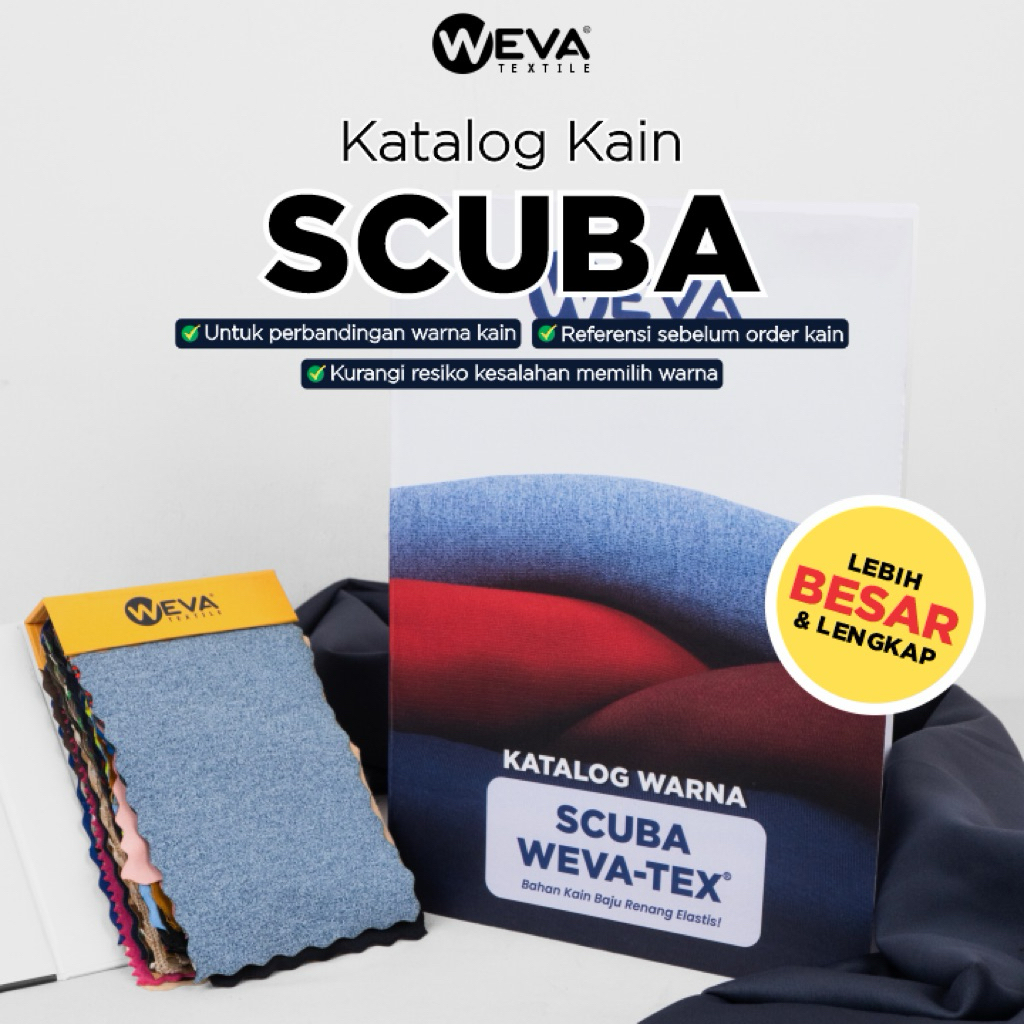 Buku Katalog Kain SCUBA WEVATEX Warna Jenis Premium Bahan Jersey Tebal dan Elastis
