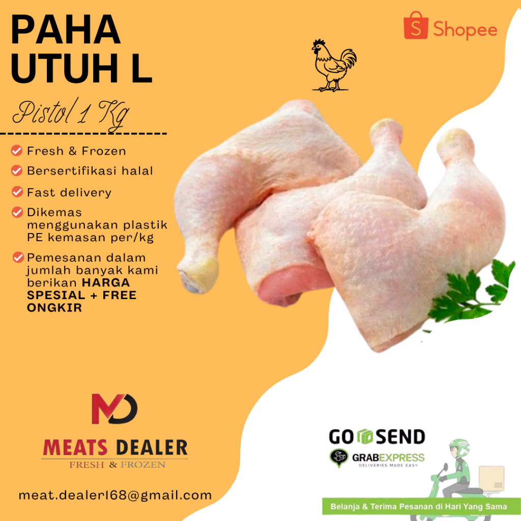 

Paha ayam Utuh L / Pistol / Chicken Leg ( 1 Kg )