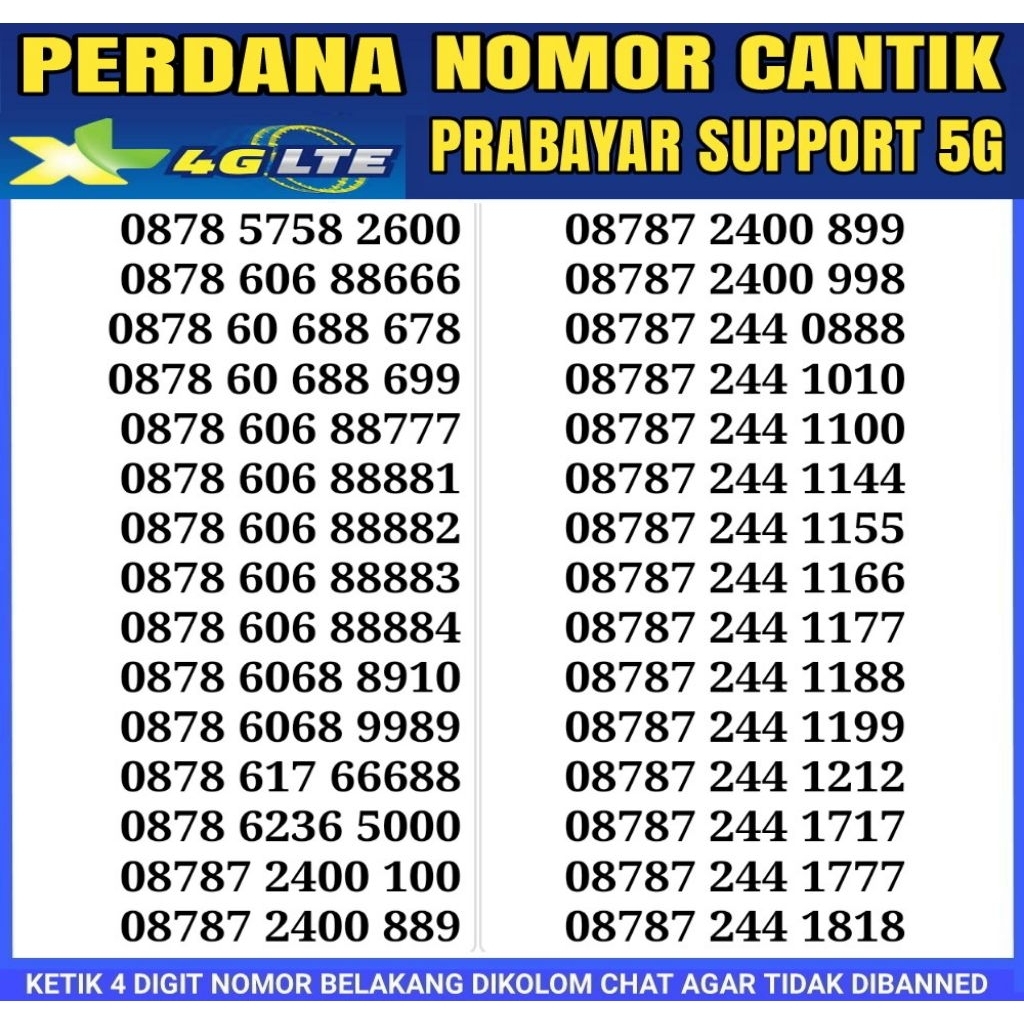 Nomor cantik xl kartu pilihan