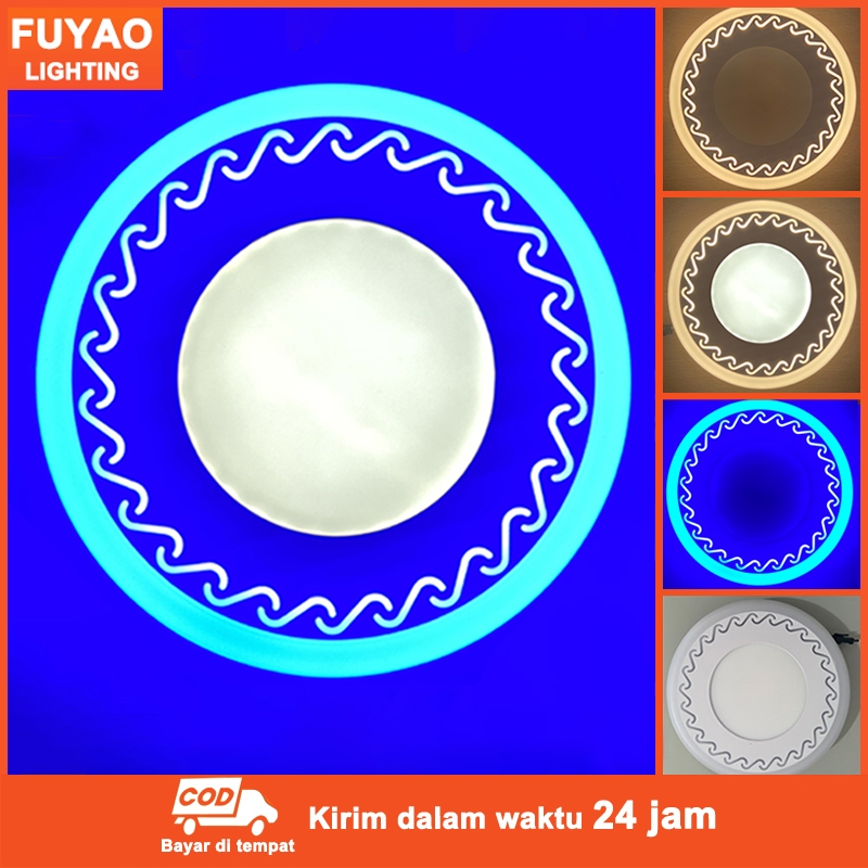 FL Lampu Downlight LED 3 Warna Panel Light Putih Kuning/Biru