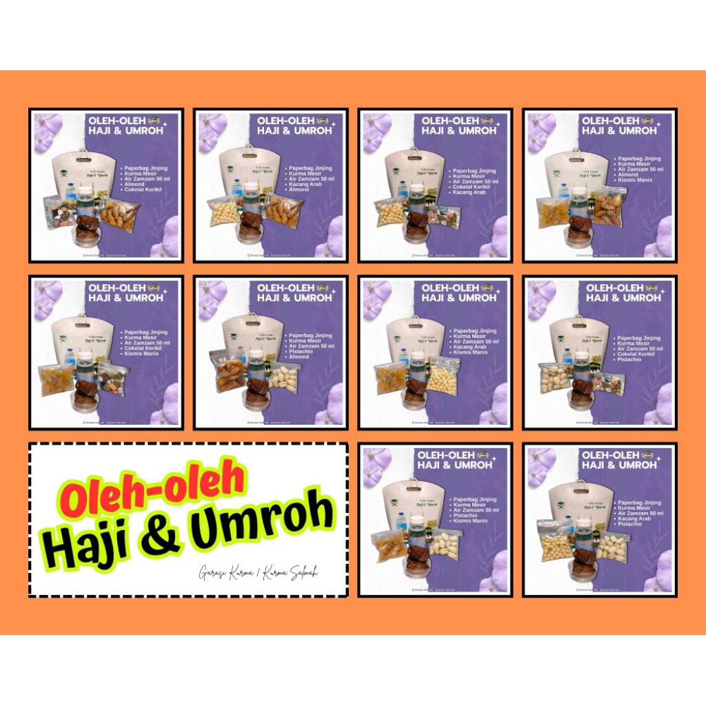 

Oleh-oleh Haji Umroh Premium | Kurma Mesir | Air Zamzam 50 ml | Almond | Pistachio | Cokelat Kerikil