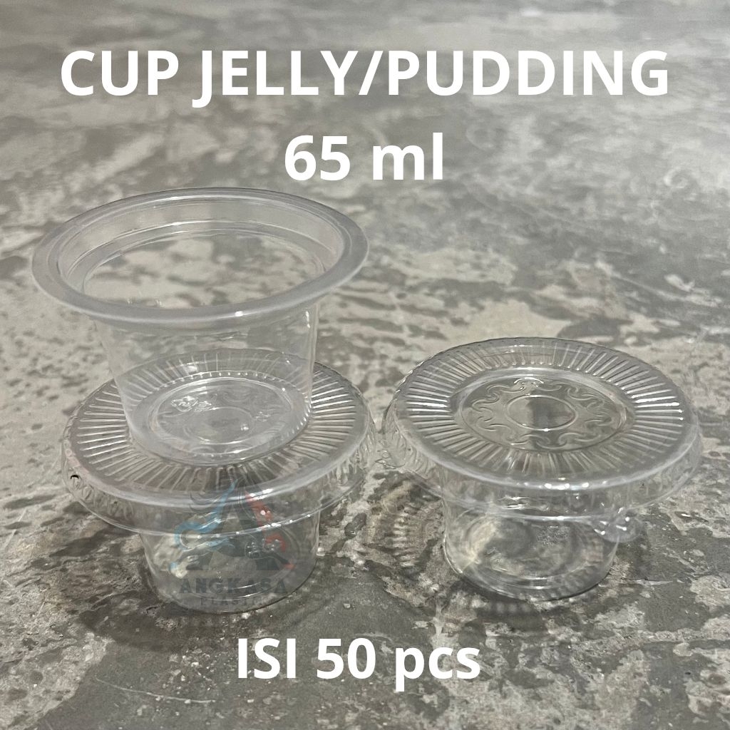 (50 PCS) Cup Jelly 65 ML + Tutup / CUP Es / cup pudding 65 ml / cup jelly 65ml / cup agar agar 65ml 