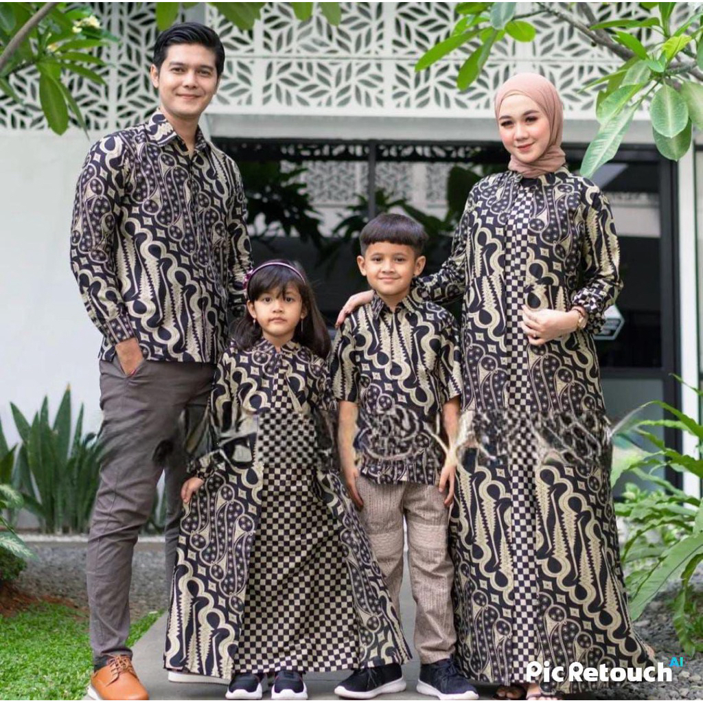 Set Baju Batik Keluarga Pria dan Wanita Terbaru Modern Baju Batik Gamis Modern Set Baju Kantoran Ata