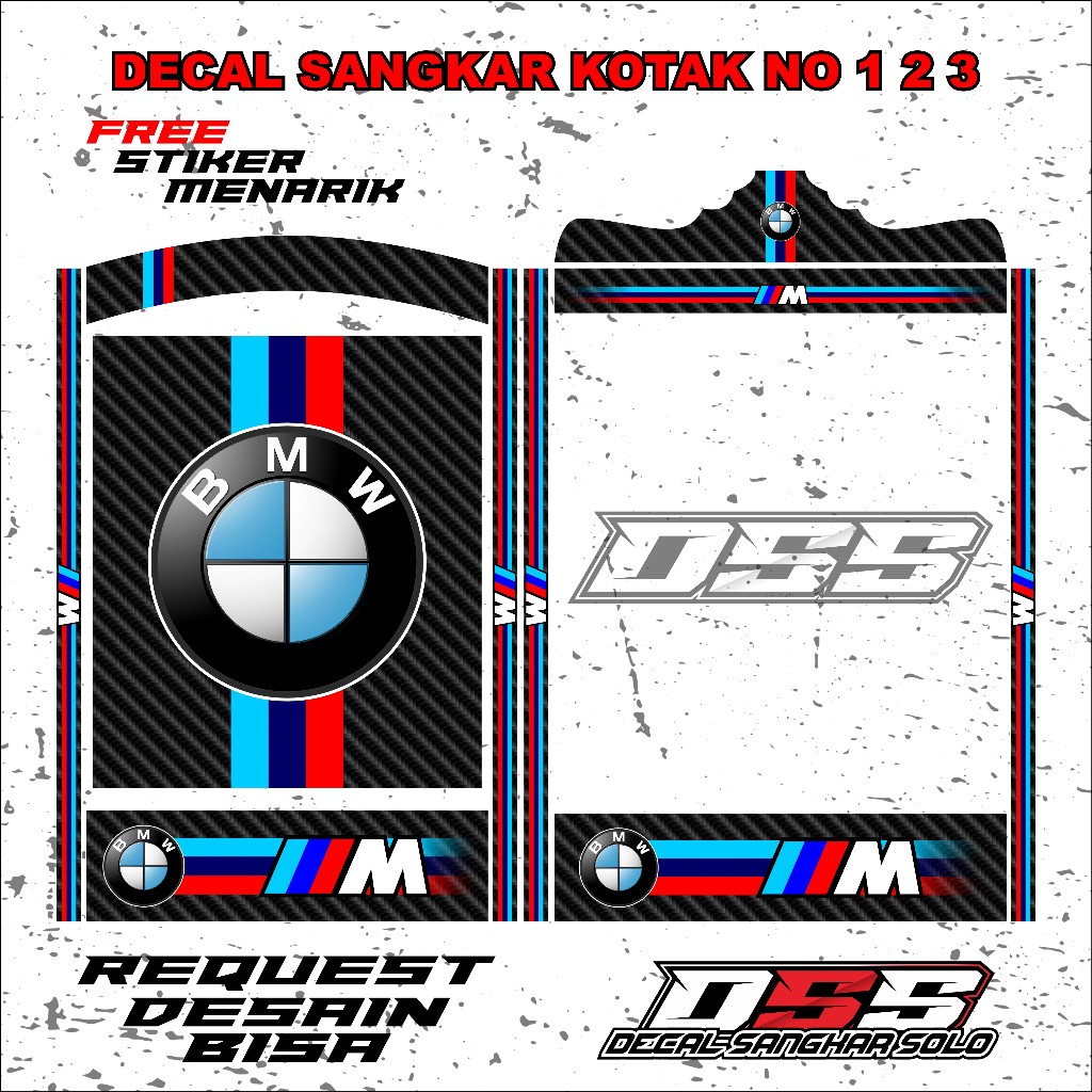 DECAL SANGKAR BURUNG KOTAK MOTIF BMW NO 1 2 3