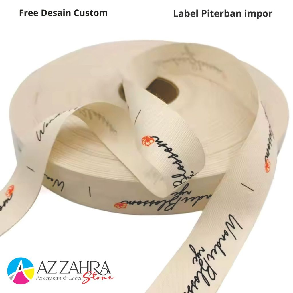 

15 meter custom / Label katun piterban / label pakaian / katun impor / label lembut cetak custom