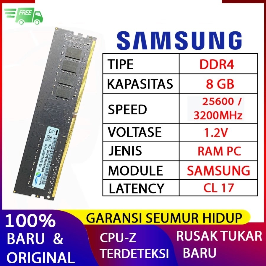 RAM PC SAMSUNG DDR4 8GB 25600 / 3200 MHz ORI RAM PC DDR4 8GB 3200 MHz