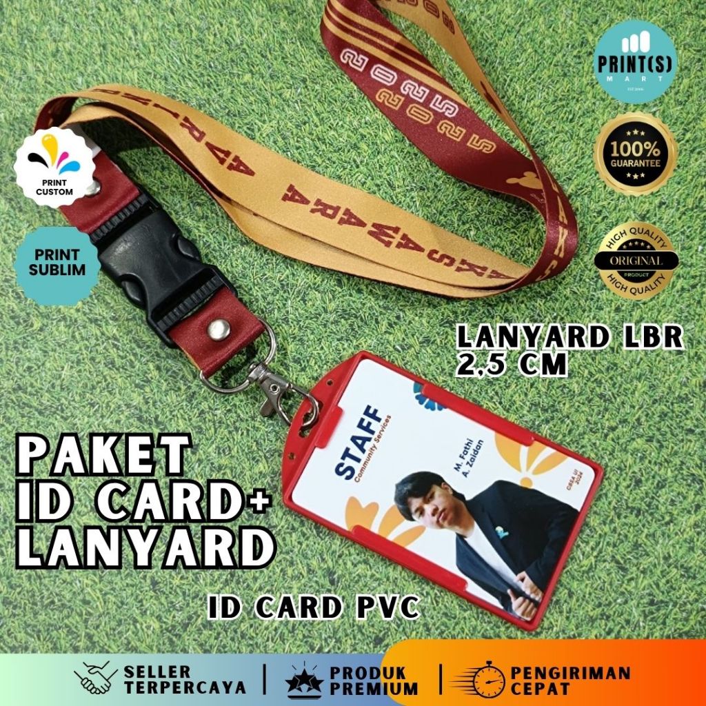 

ID Card Custom + Lanyard Lebar 2,5 cm Varian Casing Holder ID Card Paket Fullset Premium Quality