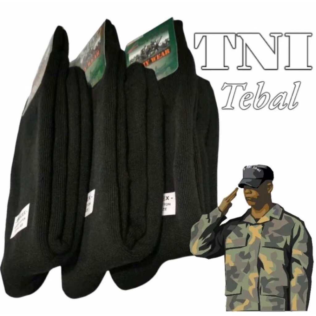 (Lusinan) 12 Pasang Grosir Kaos Kaki TNI / Kaos Kaki Panjang Tebal / Kaos Kaki TNI PDL / Kaos Kaki P