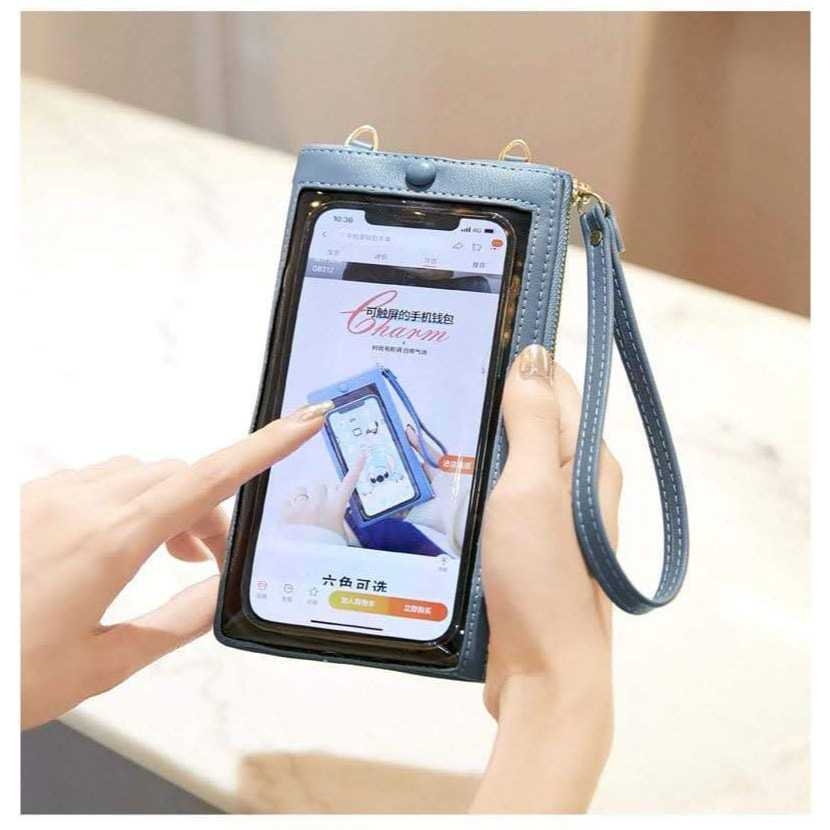 TAS SELEMPANG _SLINGPHONE TRANSPARANT MUAT HP DAN UANG +KARTU