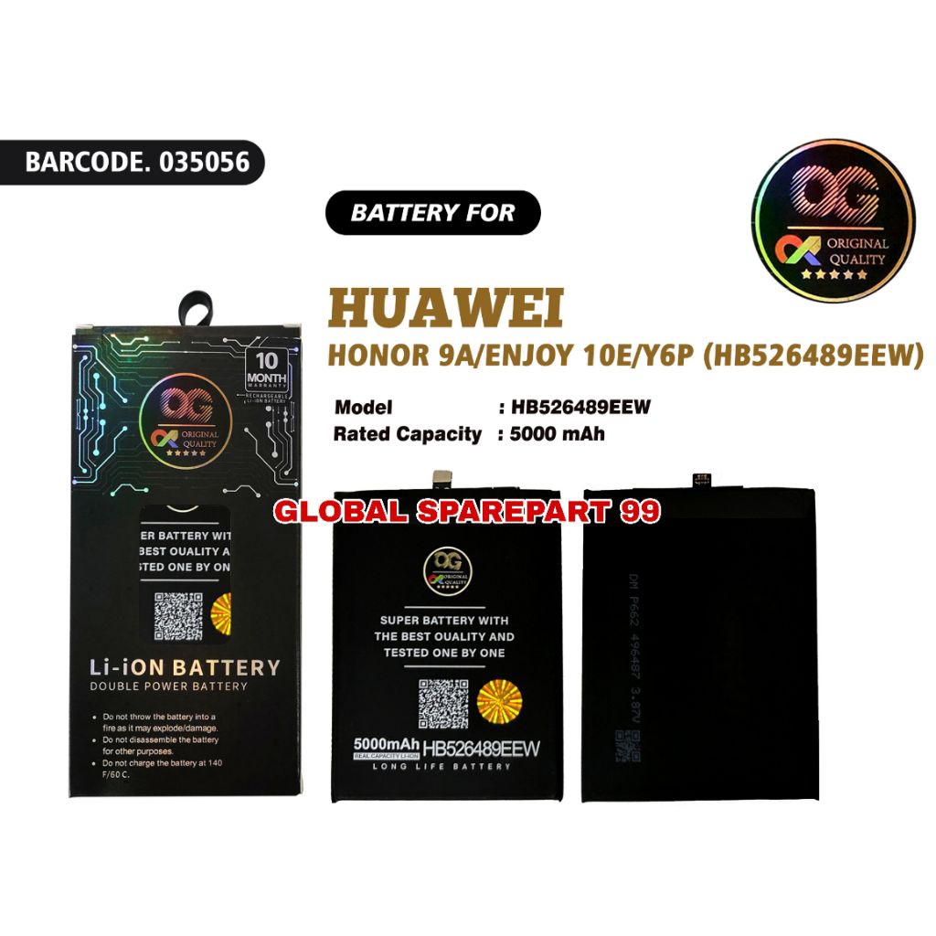 BATERAI OG SUPER (HB526489EEW) HUAWEI HONOR 9A / HUAWEI ENJOY 10E / HUAWEI Y6P BATERAI / BATTERY / B