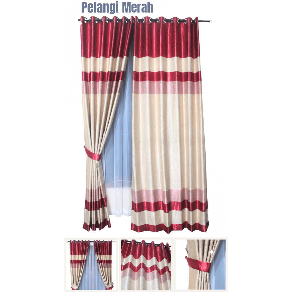 gorden jendela panjang gorden pintu gorden pintuu tengah ruang tamu motif pelangi