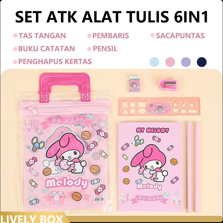 

Lebih hemat Alat Tulis Set 6 In 1 SET Free Bag Paket Alat Tulis Karakter Pensil Penghapus Penggaris