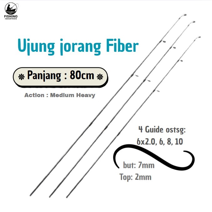 Ujung Joran Pancing Fiber Solid 80 cm – Tip Joran Kuat Lentur Sensitif
