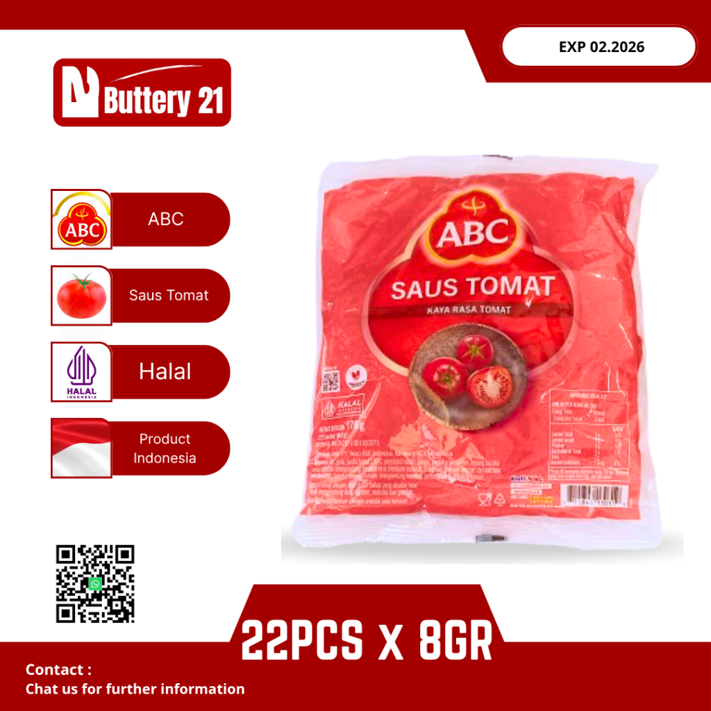 

ABC SAUS TOMAT 22 SACHET X 8 GR/SAUS TOMAT SAHSET/SAUS TOMAT KEMASAN KECIL